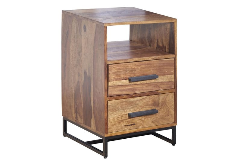 Nattbord Wohnling Heltre for kontinentalsenger med 2 skuffer oppbevaringshylle landlig stil - Møbler - Bord - Avlastningsbord & sidobord - Sengebord & nattbord