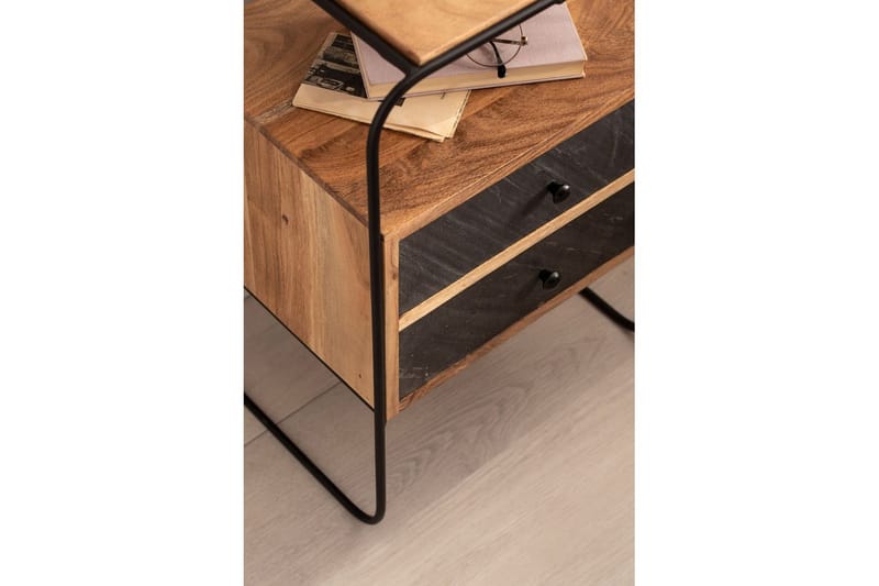 Nattbord Wohnling Heltre med 2 flytende skuffer i en metallramme - Møbler - Bord - Avlastningsbord & sidobord - Sengebord & nattbord