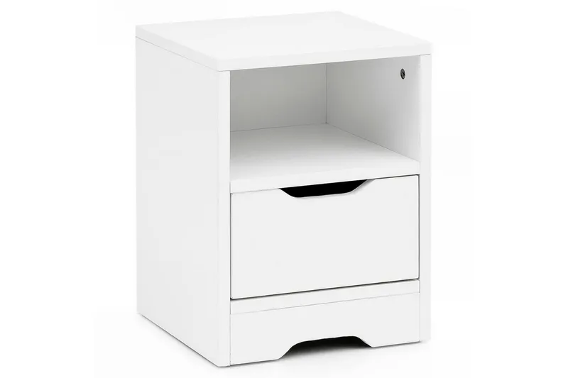 Nattbord Wohnling Hvit med 1 skuff Enkel moderne design og hylle