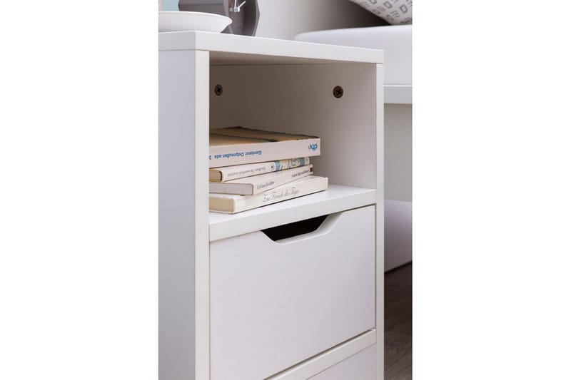 Nattbord Wohnling Hvit med 1 skuff Enkel moderne design og hylle - Møbler - Bord - Avlastningsbord & sidobord - Sengebord & nattbord