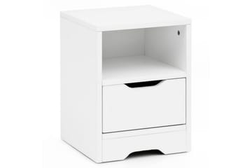 Nattbord Wohnling Hvit med 1 skuff Enkel moderne design og hylle - Møbler - Bord - Avlastningsbord & sidobord - Sengebord & nattbord