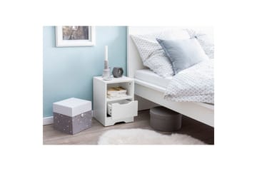 Nattbord Wohnling Hvit med 1 skuff Enkel moderne design og hylle - Møbler - Bord - Avlastningsbord & sidobord - Sengebord & nattbord