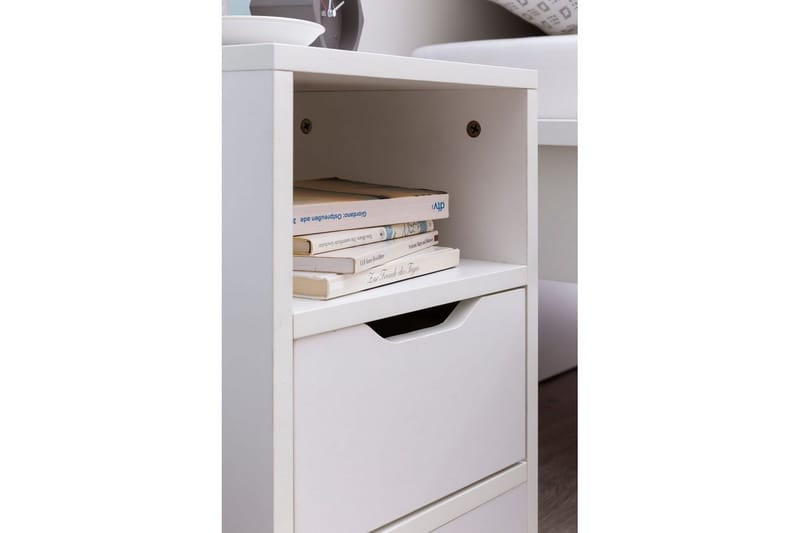 Nattbord Wohnling Hvit med 1 skuff Enkel moderne design og hylle - Møbler - Bord - Avlastningsbord & sidobord - Sengebord & nattbord