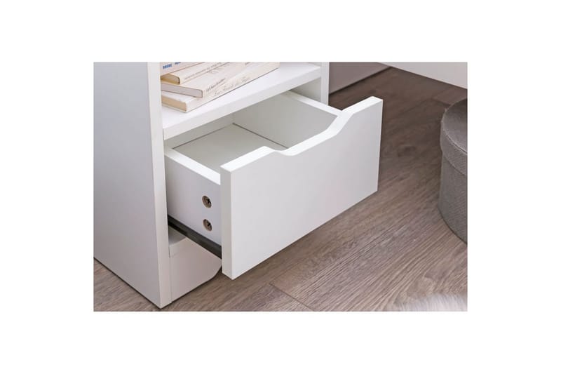 Nattbord Wohnling Hvit med 1 skuff Enkel moderne design og hylle - Møbler - Bord - Avlastningsbord & sidobord - Sengebord & nattbord