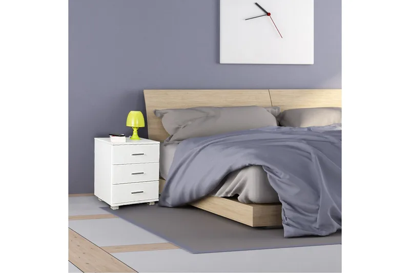 Nattbord Wohnling Klassisk Laget av Sponplate med 3 Skuffer - Møbler - Bord - Avlastningsbord & sidobord - Sengebord & nattbord