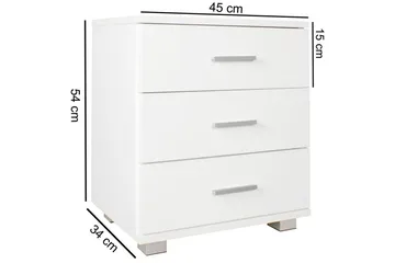 Nattbord Wohnling Klassisk Laget av Sponplate med 3 Skuffer - Møbler - Bord - Avlastningsbord & sidobord - Sengebord & nattbord