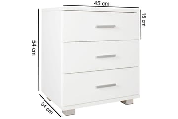 Nattbord Wohnling Klassisk Laget av Sponplate med 3 Skuffer - Møbler - Bord - Avlastningsbord & sidobord - Sengebord & nattbord