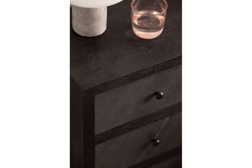 Nattbord Wohnling laget av massivt tre for kontinentalseng med 3 skuffer, skiferutseende, i landlig stil Svart - Svart - Møbler - Bord - Avlastningsbord & sidobord - Sengebord & nattbord