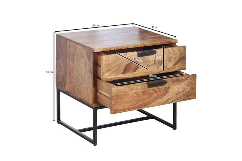 Nattbord Wohnling Laget av massivt tre for normale senghøyder med 2 skuffer landstil - Møbler - Bord - Avlastningsbord & sidobord - Sengebord & nattbord