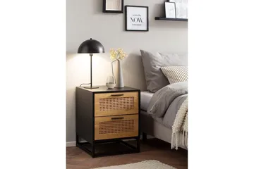 Nattbord Wohnling Massivt mangotre med 2 skuffer med Wienerkurvverk i industrielt utseende - Møbler - Bord - Avlastningsbord & sidobord - Sengebord & nattbord