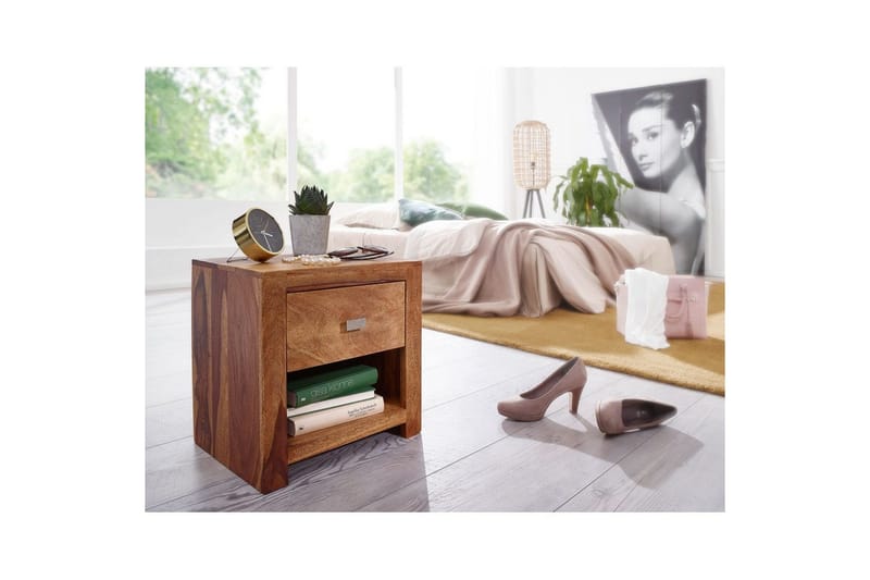 Nattbord Wohnling Massivt tre med skuff hylle landstil - Møbler - Bord - Avlastningsbord & sidobord - Sengebord & nattbord