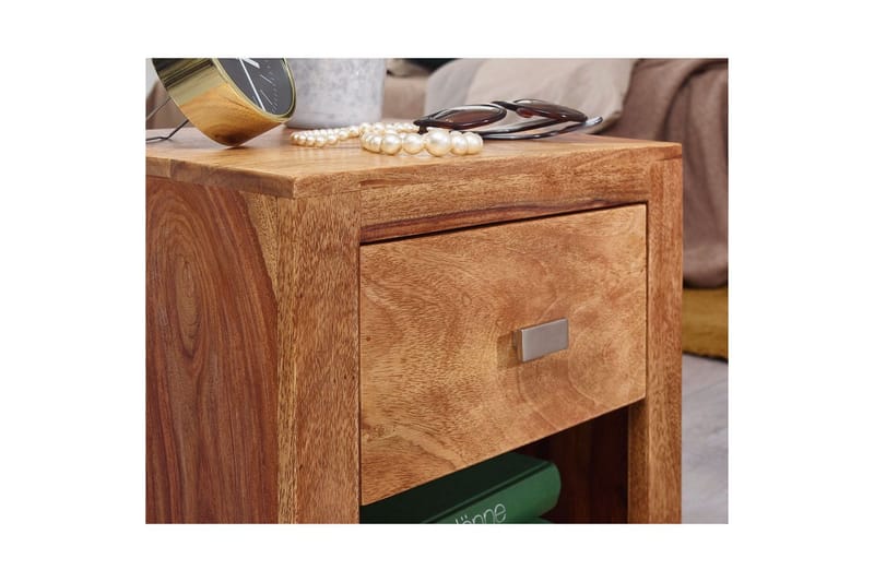 Nattbord Wohnling Massivt tre med skuff hylle landstil - Møbler - Bord - Avlastningsbord & sidobord - Sengebord & nattbord