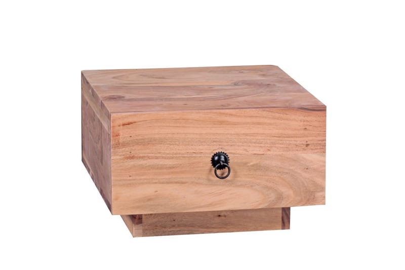 Nattbord Wohnling Massivt tre med skuff og elegant håndtak i lav design i landlig stil Akasie - Akasie - Møbler - Bord - Avlastningsbord & sidobord - Sengebord & nattbord