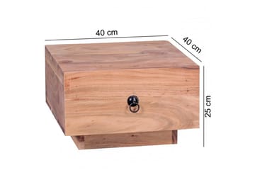 Nattbord Wohnling Massivt tre med skuff og elegant håndtak i lav design i landlig stil Akasie - Akasie - Møbler - Bord - Avlastningsbord & sidobord - Sengebord & nattbord