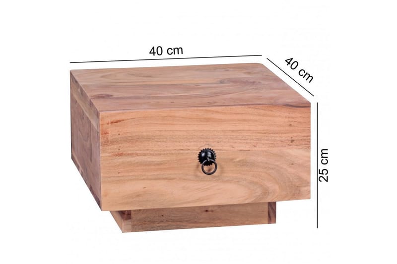 Nattbord Wohnling Massivt tre med skuff og elegant håndtak i lav design i landlig stil Akasie - Akasie - Møbler - Bord - Avlastningsbord & sidobord - Sengebord & nattbord