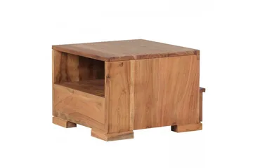 Nattbord Wohnling Massivt tre med skuff og hylle i lav design i landlig stil Akasie - Akasie - Møbler - Bord - Avlastningsbord & sidobord - Sengebord & nattbord