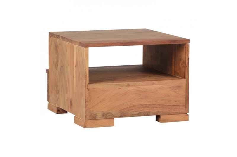 Nattbord Wohnling Massivt tre med skuff og hylle i lav design i landlig stil Akasie - Akasie - Møbler - Bord - Avlastningsbord & sidobord - Sengebord & nattbord