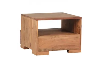 Nattbord Wohnling Massivt tre med skuff og hylle i lav design i landlig stil Akasie - Akasie - Møbler - Bord - Avlastningsbord & sidobord - Sengebord & nattbord