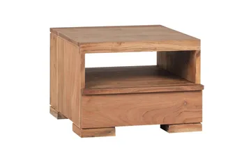 Nattbord Wohnling Massivt tre med skuff og hylle i lav design i landlig stil Akasie - Akasie - Møbler - Bord - Avlastningsbord & sidobord - Sengebord & nattbord