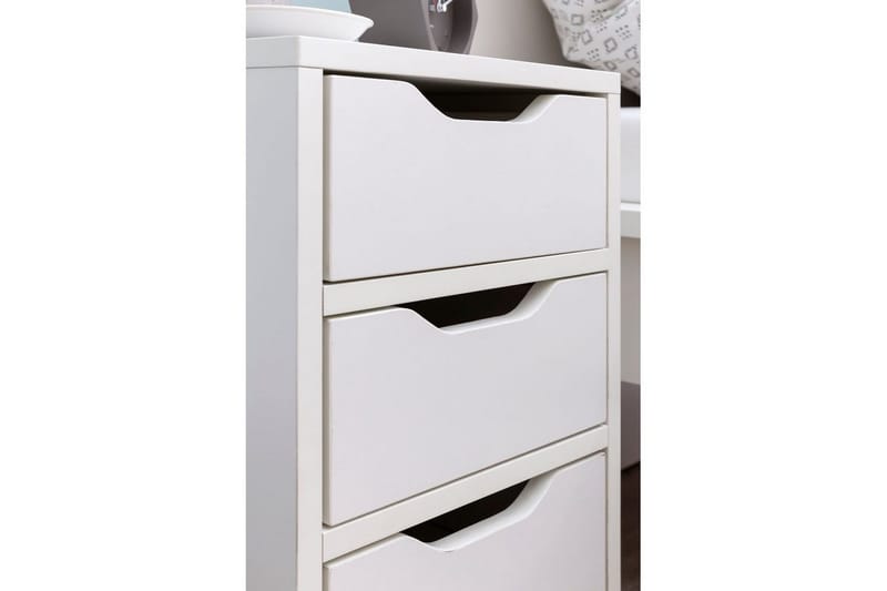 Nattbord Wohnling med 3 skuffer i et enkelt, moderne design for rammemadrass Hvit - Hvit - Møbler - Bord - Avlastningsbord & sidobord - Sengebord & nattbord