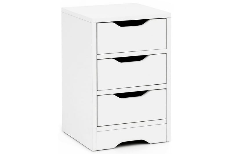 Nattbord Wohnling med 3 skuffer i et enkelt, moderne design for rammemadrass Hvit - Hvit - Møbler - Bord - Avlastningsbord & sidobord - Sengebord & nattbord