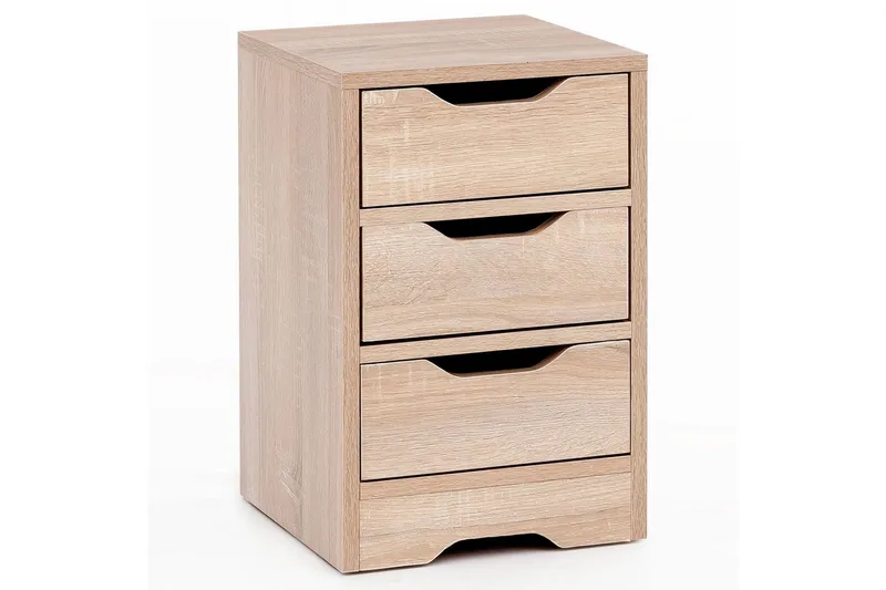 Nattbord Wohnling med 3 skuffer i et enkelt, moderne design for rammemadrass Sonoma, Sonoma