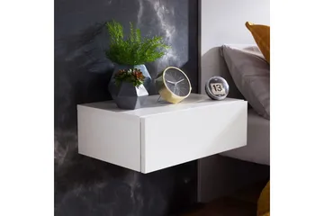 Nattbord Wohnling med skuff for veggmontering, flytende utseende Hvit - Hvit - Møbler - Bord - Avlastningsbord & sidobord - Sengebord & nattbord