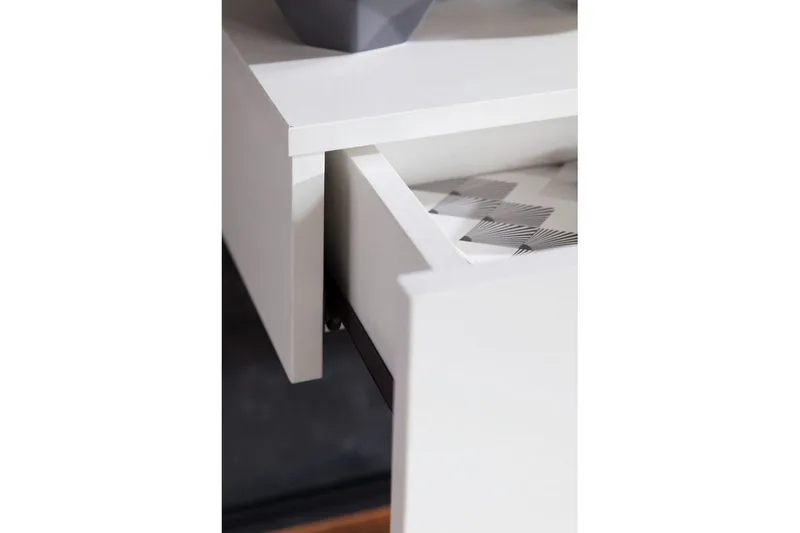 Nattbord Wohnling med skuff for veggmontering, flytende utseende Hvit - Hvit - Møbler - Bord - Avlastningsbord & sidobord - Sengebord & nattbord