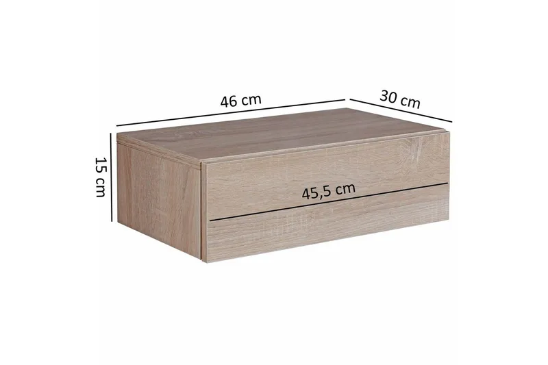 Nattbord Wohnling med skuff for veggmontering, flytende utseende Sonoma - Sonoma - Møbler - Bord - Avlastningsbord & sidobord - Sengebord & nattbord