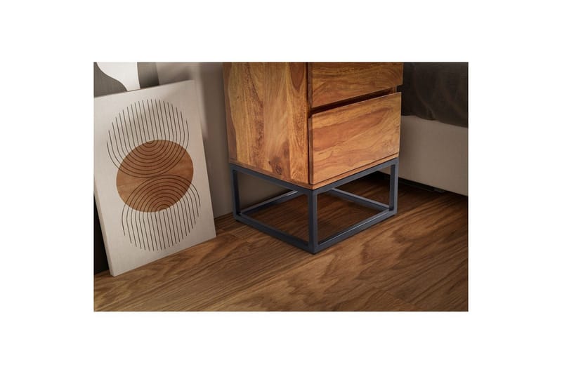 Nattbord Wohnling Moderne utseende med 2 skuffer laget av solid sheeshamtre i industriell stil - Møbler - Bord - Avlastningsbord & sidobord - Sengebord & nattbord