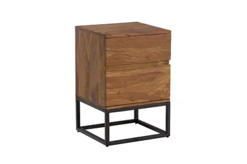 Nattbord Wohnling Moderne utseende med 2 skuffer laget av solid sheeshamtre i industriell stil - Møbler - Bord - Avlastningsbord & sidobord - Sengebord & nattbord