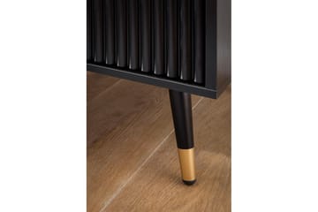 Nattbord Wohnling Moderne utseende med 2 skuffer laget av sponplater med eikeeffekt og blanke høydepunkter - Møbler - Bord - Avlastningsbord & sidobord - Sengebord & nattbord