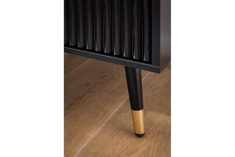 Nattbord Wohnling Moderne utseende med 2 skuffer laget av sponplater med eikeeffekt og blanke høydepunkter - Møbler - Bord - Avlastningsbord & sidobord - Sengebord & nattbord