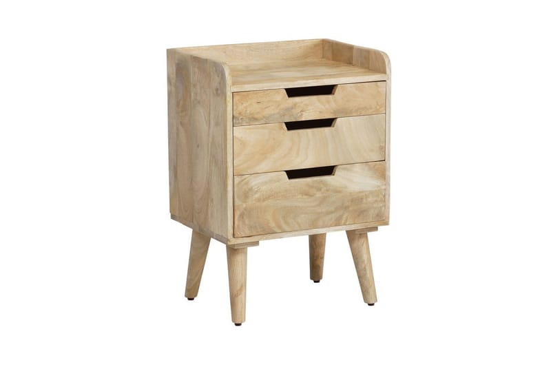 Nattbord Wohnling Moderne utseende med 3 skuffer laget av solid mangotre og en lagringshylle - Møbler - Bord - Avlastningsbord & sidobord - Sengebord & nattbord