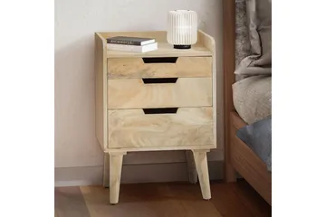Nattbord Wohnling Moderne utseende med 3 skuffer laget av solid mangotre og en lagringshylle - Møbler - Bord - Avlastningsbord & sidobord - Sengebord & nattbord