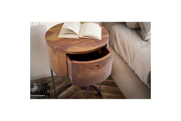 Nattbord Wohnling rundt, massivt tre med 1 skuff i moderne stil mørkebrun - mørkebrun - Møbler - Bord - Avlastningsbord & sidobord - Sengebord & nattbord