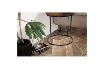 Nattbord Wohnling rundt, massivt tre med 1 skuff i moderne stil mørkebrun - mørkebrun - Møbler - Bord - Avlastningsbord & sidobord - Sengebord & nattbord