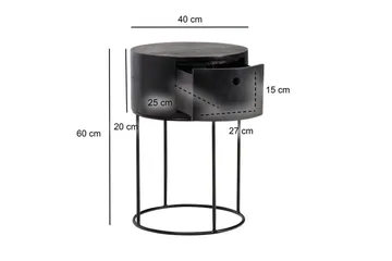 Nattbord Wohnling rundt, massivt tre med 1 skuff i moderne stil Svart - Svart - Møbler - Bord - Avlastningsbord & sidobord - Sengebord & nattbord