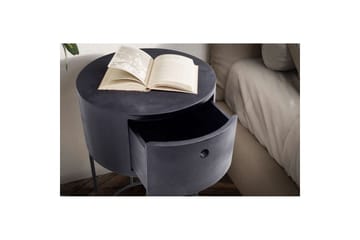 Nattbord Wohnling rundt, massivt tre med 1 skuff i moderne stil Svart - Svart - Møbler - Bord - Avlastningsbord & sidobord - Sengebord & nattbord