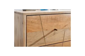 Nattbord Wohnling SIKAR solid mangotre for boksfjærseng metallinnlegg 2 skuffer - Møbler - Bord - Avlastningsbord & sidobord - Sengebord & nattbord