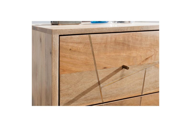 Nattbord Wohnling SIKAR solid mangotre for boksfjærseng metallinnlegg 2 skuffer - Møbler - Bord - Avlastningsbord & sidobord - Sengebord & nattbord