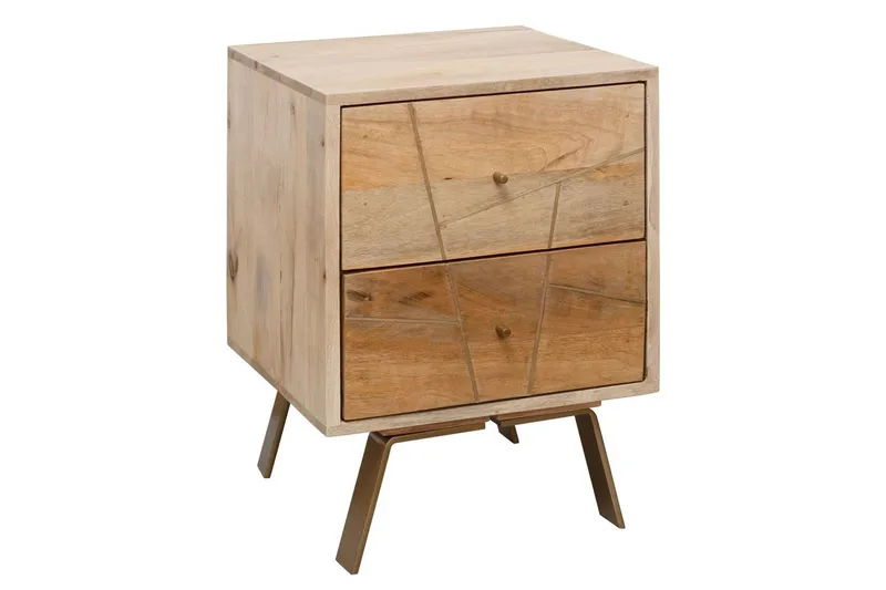 Nattbord Wohnling SIKAR solid mangotre for boksfjærseng metallinnlegg 2 skuffer