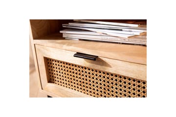 Nattbord Wohnling Solid Mangotre med 1 Skuffe Et Oppbevaringsbrett med Wienerflettverk - Møbler - Bord - Avlastningsbord & sidobord - Sengebord & nattbord