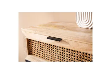 Nattbord Wohnling Solid Mangotre med 1 Skuffe med Wienerflettverk I Industrielt Utseende - Møbler - Bord - Avlastningsbord & sidobord - Sengebord & nattbord