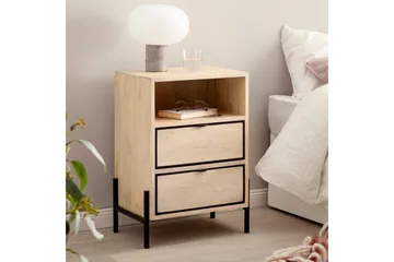 Nattbord Wohnling Solid Mangotre med 2 Skuffer Et Oppbevaringsrom - Møbler - Bord - Avlastningsbord & sidobord - Sengebord & nattbord