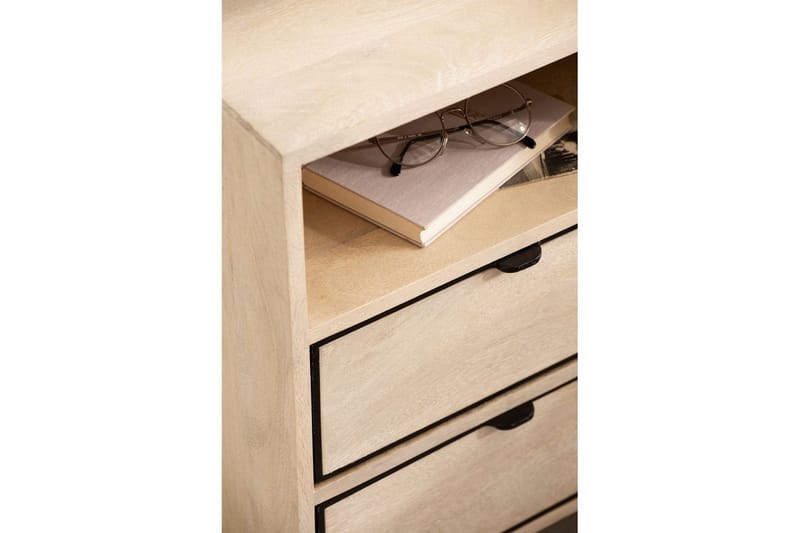 Nattbord Wohnling Solid Mangotre med 2 Skuffer Et Oppbevaringsrom - Møbler - Bord - Avlastningsbord & sidobord - Sengebord & nattbord