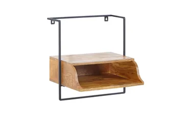 Nattbord Wohnling Vegghengt konsoll laget av solid mangotre med hylle, industriell - Møbler - Bord - Avlastningsbord & sidobord - Sengebord & nattbord