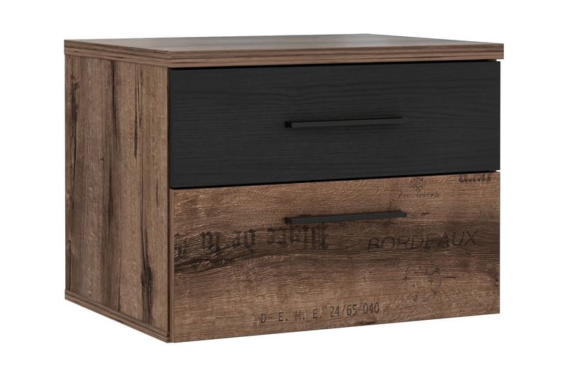 Nattbord Pitchcombe 52 cm med Oppbevaring 2 Skuffer - Brun/Svart - Sengebord & nattbord