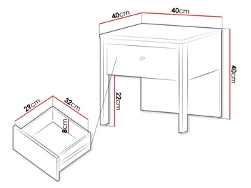 Navron Nattbord 40 cm - Beige/Svart - Møbler - Bord - Avlastningsbord & sidobord - Sengebord & nattbord