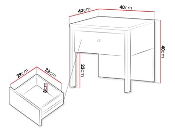 Navron Nattbord 40 cm - Beige/Svart - Møbler - Bord - Avlastningsbord & sidobord - Sengebord & nattbord